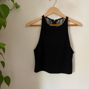 Cropped Black Lace Sleeveless Top